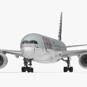 3D Airbus A350-1000 Qatar Rigged model